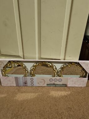 Ornate Gold Floral Wall Mirror Set  3-Piece